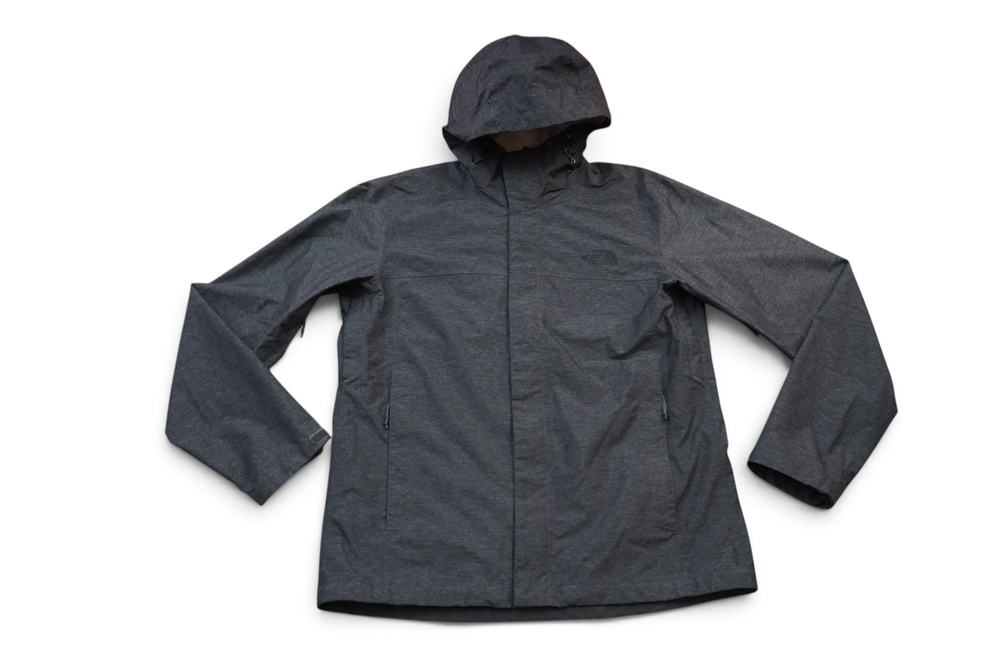The North Face Jacket Mens Medium Gray DryVent Hooded Waterproof Full Zip Rain